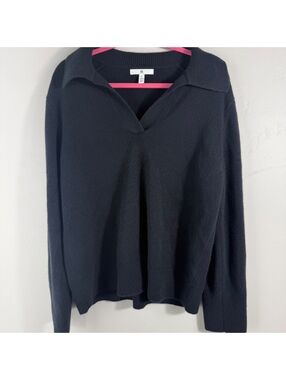 Banana Republic 100% Cashmere Black V-Neck Sweater Size L